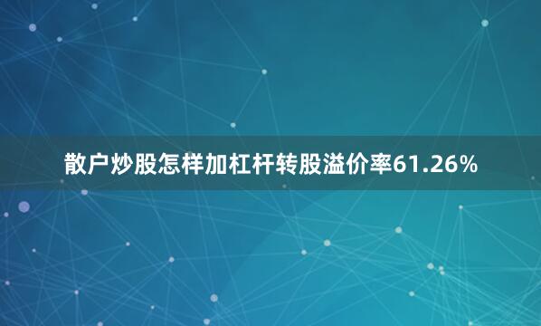散户炒股怎样加杠杆转股溢价率61.26%